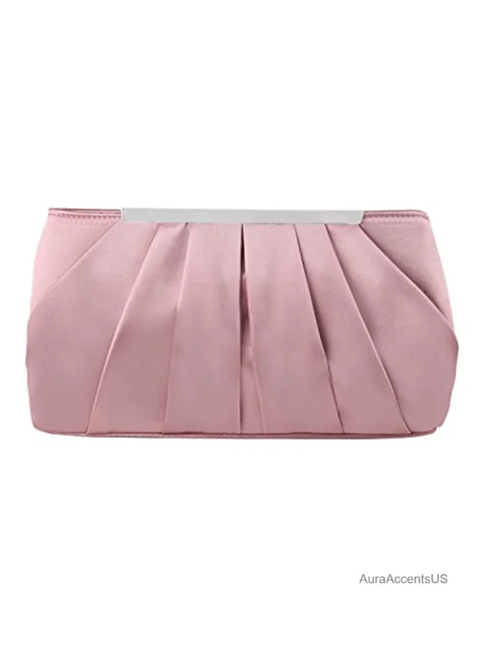 Satin Pleated Evening Clutch Bag Detachable Chain Crossbody Formal Handbag